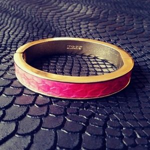 J. Crew Magenta Snakeskin/Brass Bangle